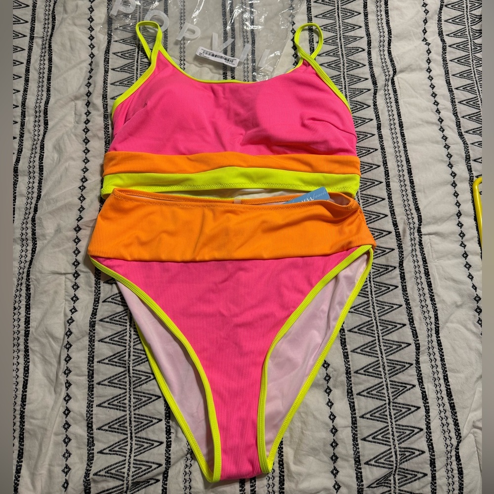 popvil high waisted swim suit
